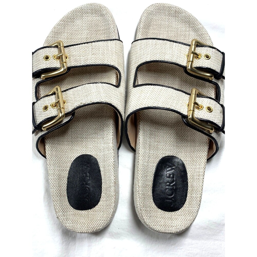 J Crew Marlow Double Buckle Slide Sandals Weathered Sand Womens US 10.5